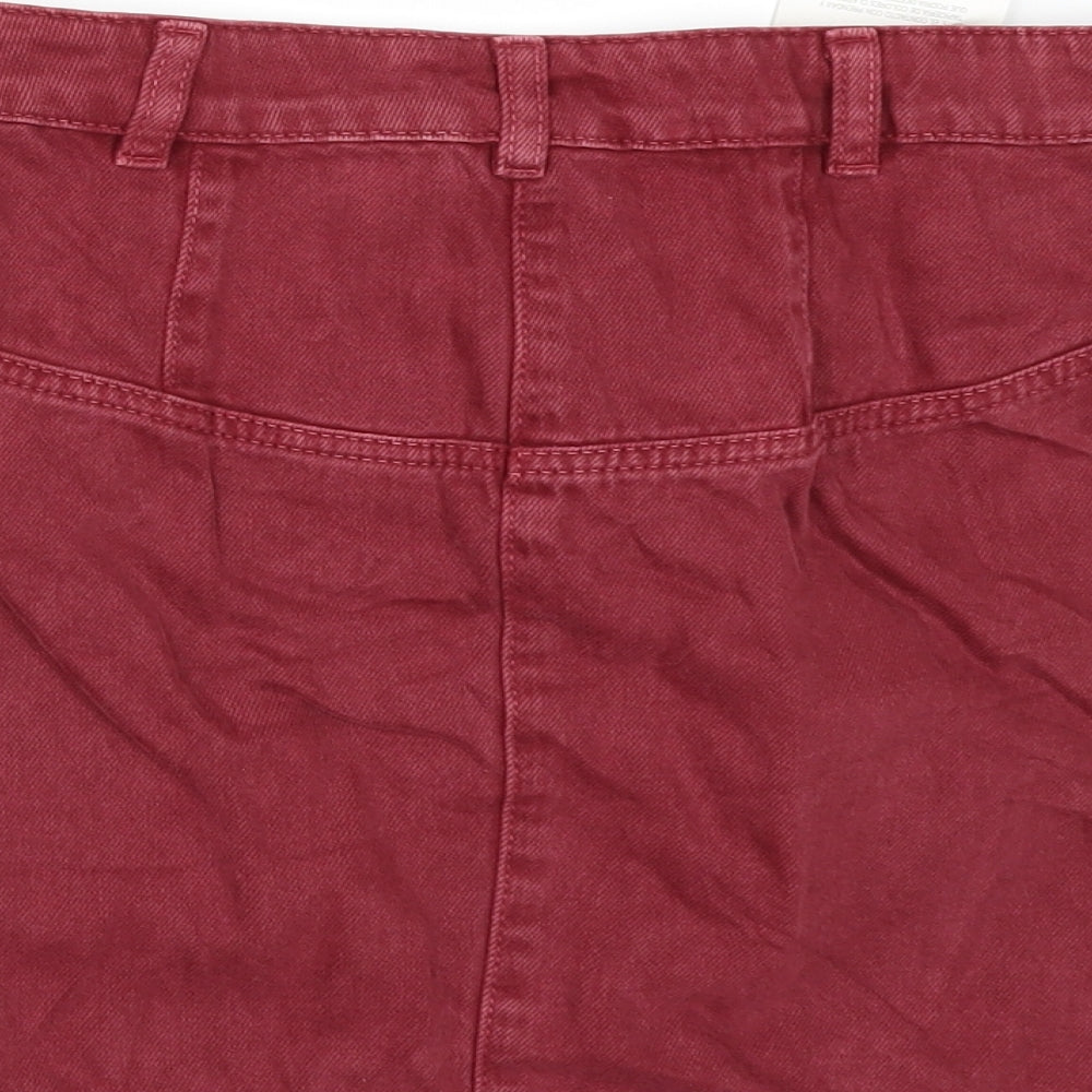 ASOS Womens Red Denim Mini Skirt Size 6