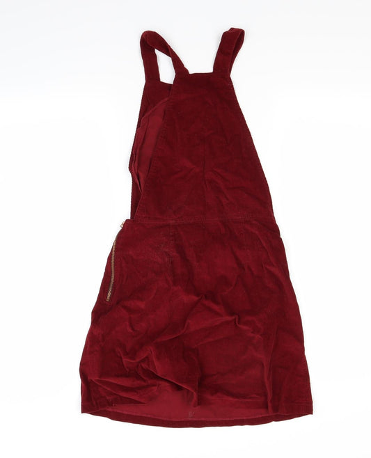 Primark Womens Red Corduroy Pinafore/Dungaree Dress Size 6