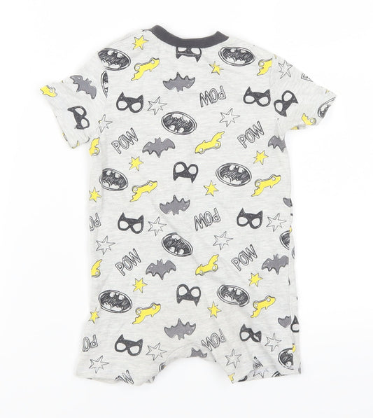 Tesco Boys Grey Geometric Babydoll Bodysuit Size 6-9 Months - Batman