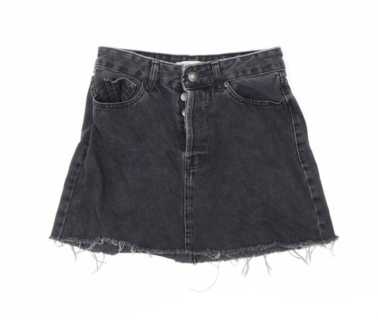 Bershka Womens Grey Denim Mini Skirt Size 8