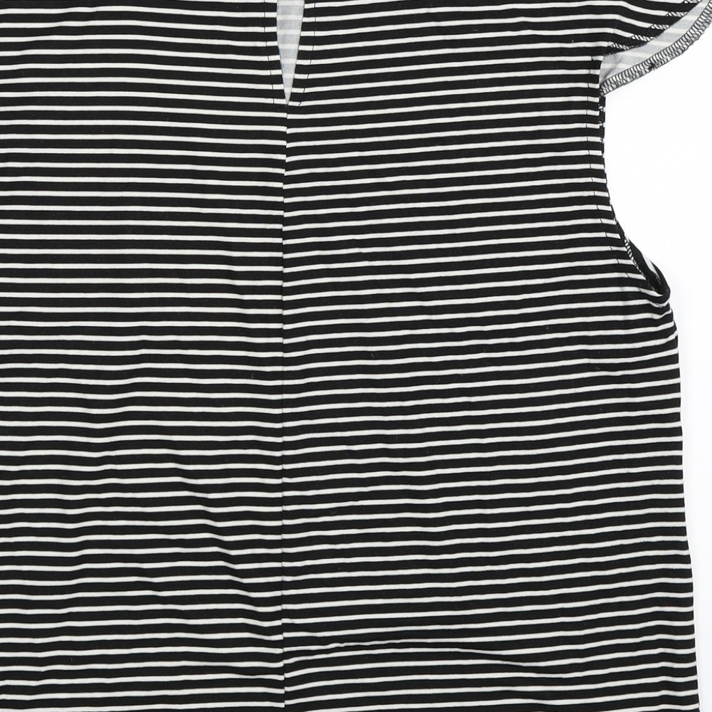 AX Paris Womens Black Striped Basic T-Shirt Size 12