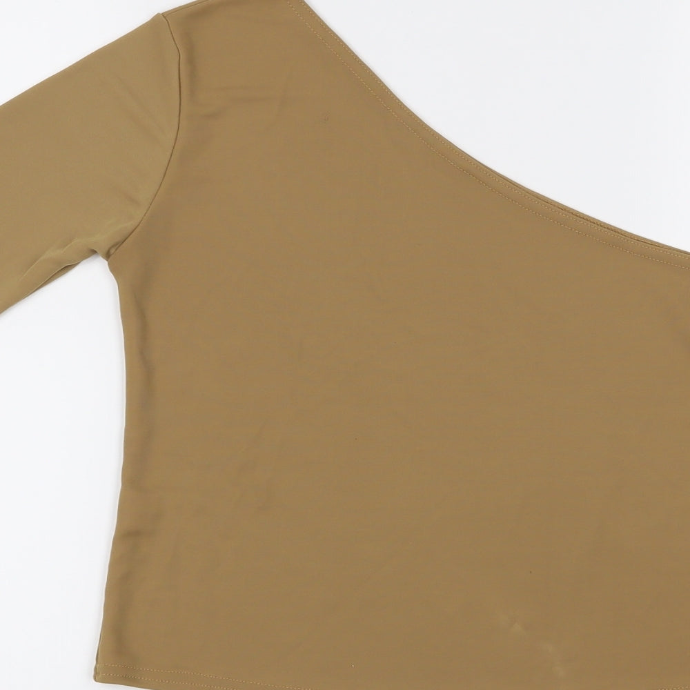 Womens UK Size L Preworn Beige Cropped Blouse