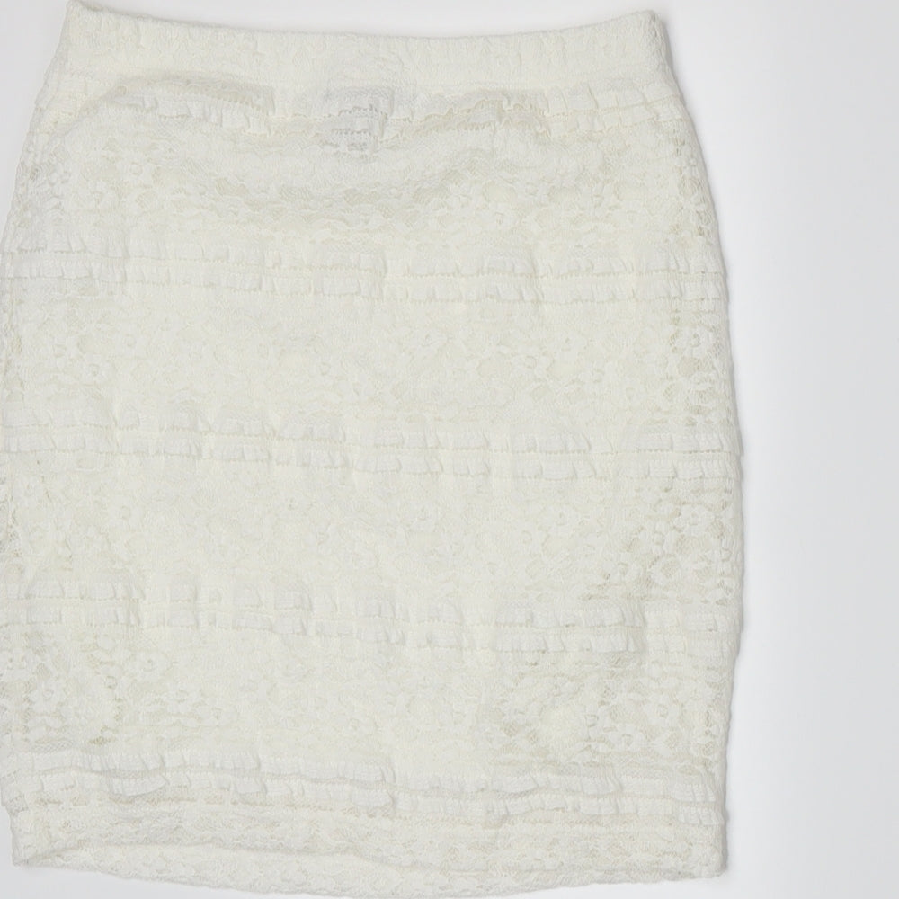 FOREVER 21 Womens White A-Line Skirt Size S