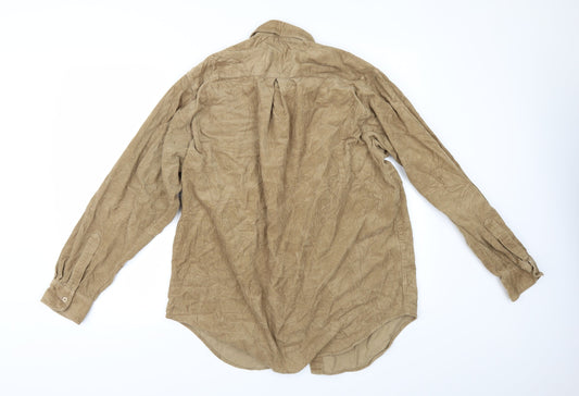 Preworn Mens Beige Corduroy Button-Up Size M