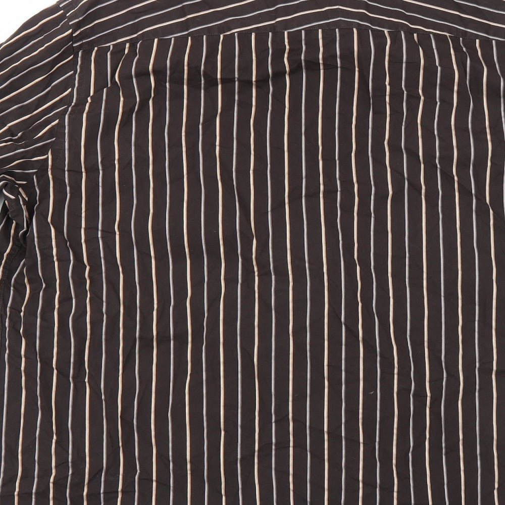 Mens UK Size XL BHS Brown Button-Up Long Sleeve Casual Shirt
