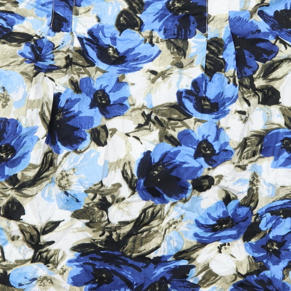 Grace Elements Womens Blue Floral Skater Skirt Size 8