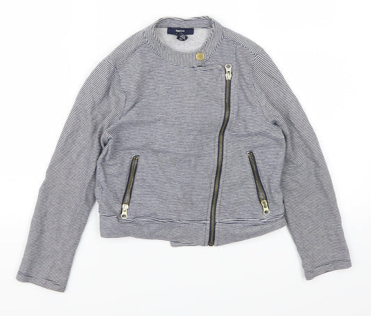 Gap Girls Blue Striped Jacket Size 6-7 Years