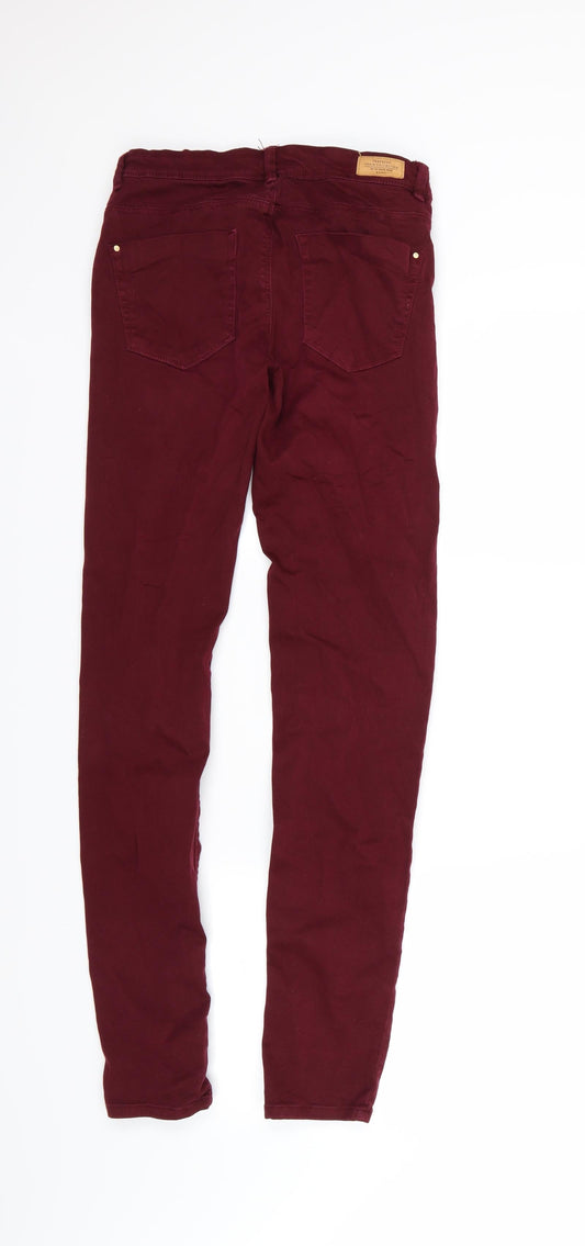 Zara Womens Red Denim Skinny Jeans Size 8 L30 in - Burgundy