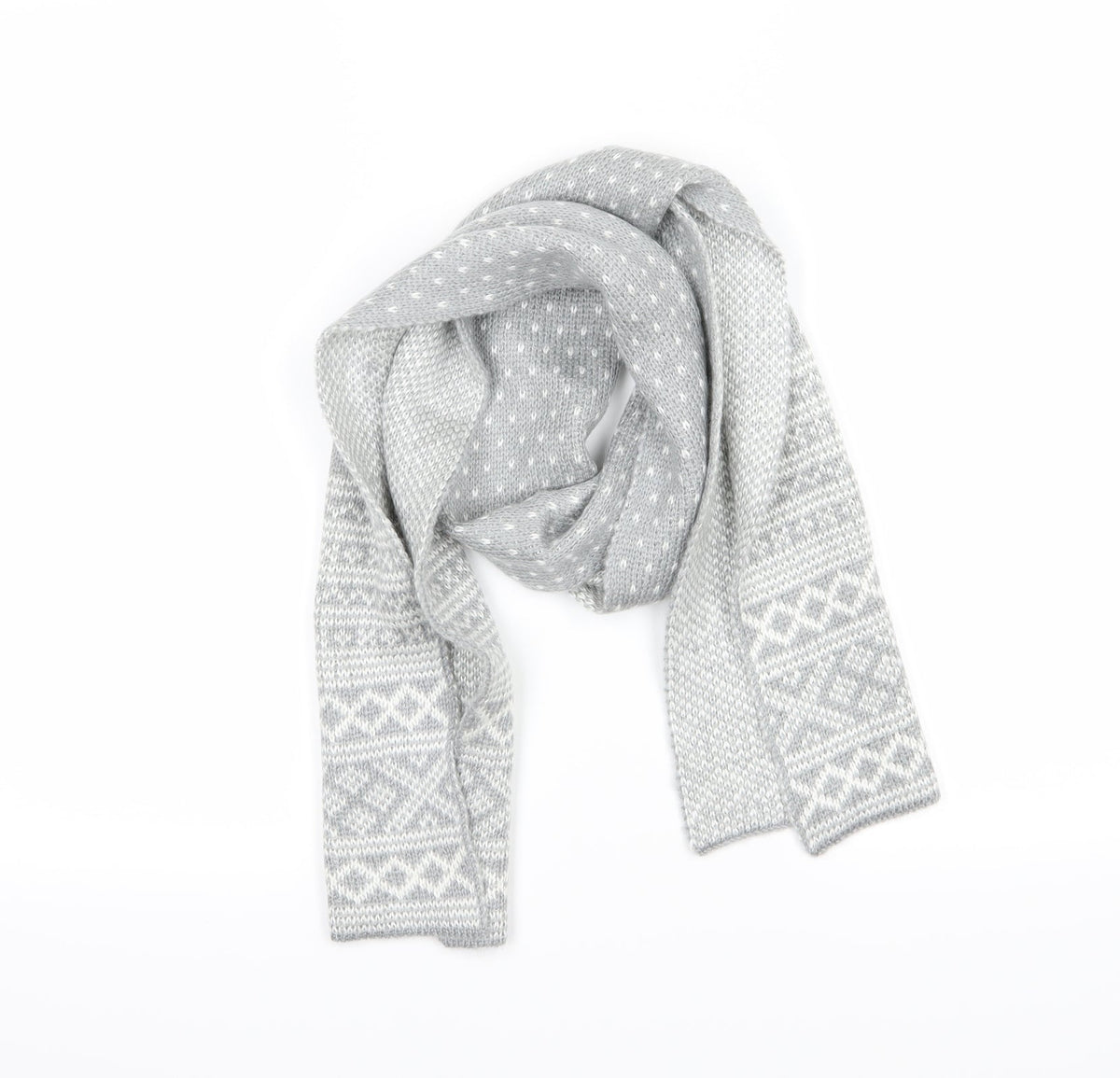 Tom Franks Womens Grey Geometric Knit Scarf