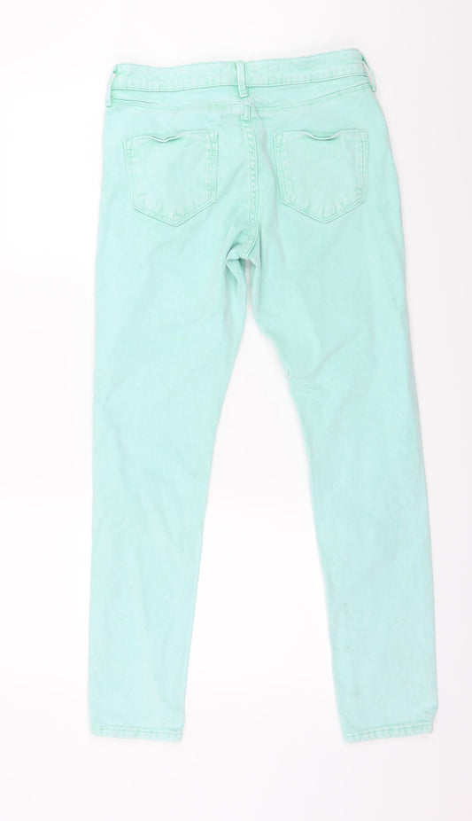 Topshop Womens Green Denim Skinny Jeans Size 30 L30 in