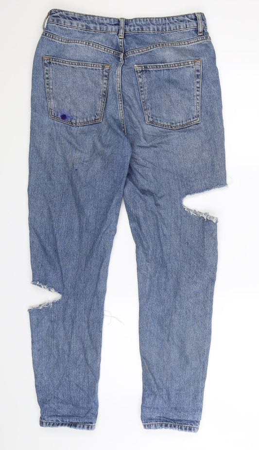 Topshop Womens Blue  Denim Straight Jeans Size 10 L32 in