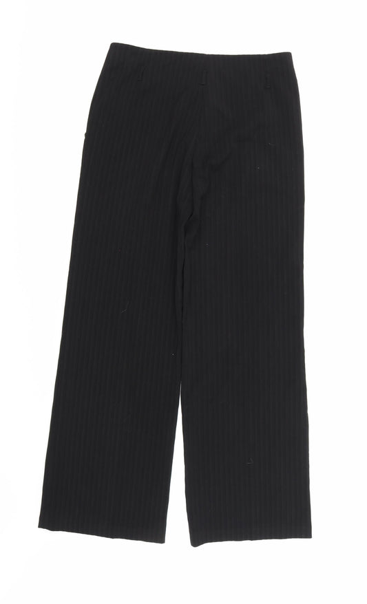 George Womens Black Striped Rayon Trousers Size 10 L30 in