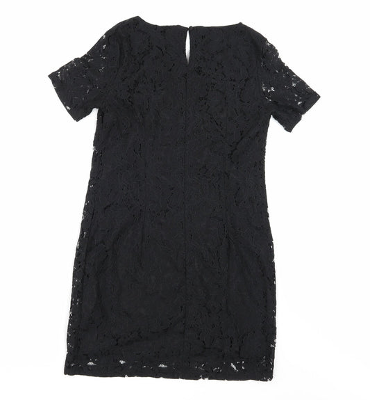 Dorothy Perkins Womens Black Floral A-Line Size 6