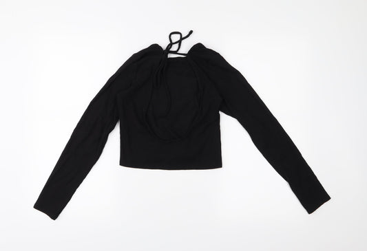 Womens UK Size S MONKL Black Cropped Blouse