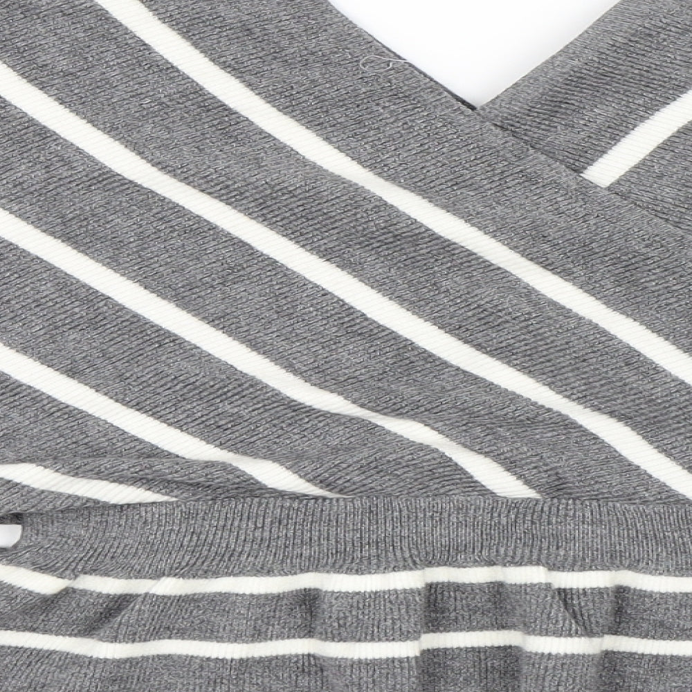 Newlook Womens Grey Striped Pullover Jumper Size S