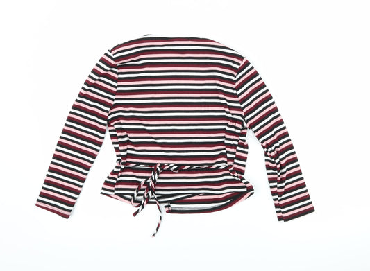 FOREVER 21 Womens Pink Striped Wrap T-Shirt Size S