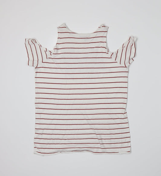 Atmosphere Womens White Striped Jersey Basic T-Shirt Size 4