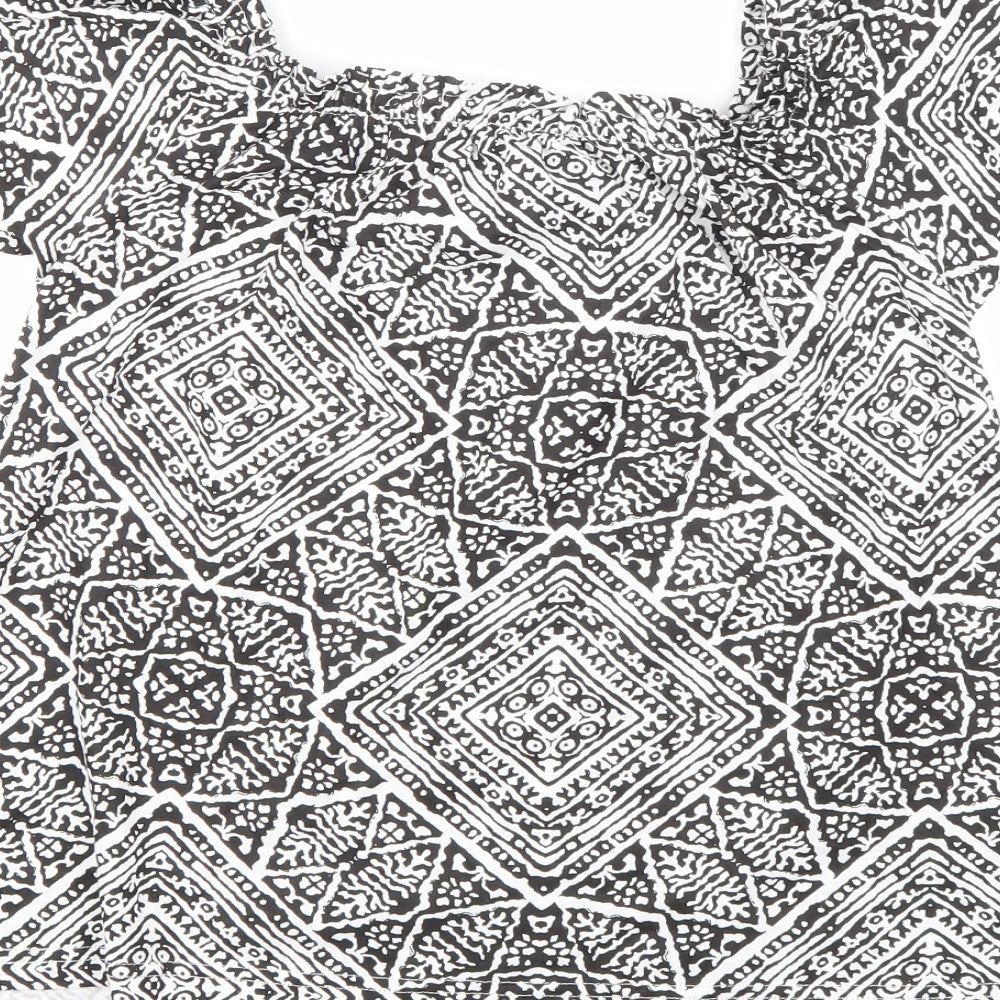 Primark Womens Black Geometric Basic Blouse Size 12