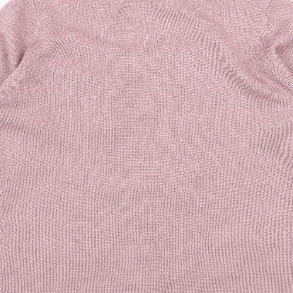 Damart Womens Pink Knit Pullover Jumper Size 8 - Flower Detail