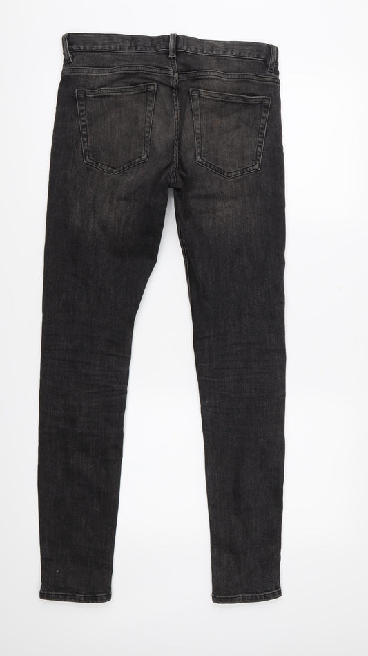 Mens UK Size 28 in H&M Regular Fit Skinny Black Jeans