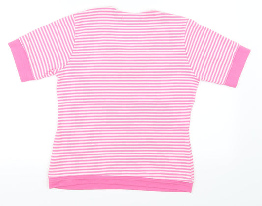 tiffany Womens Pink Striped Basic T-Shirt Size M