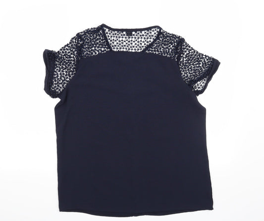 ESMARA Womens Blue Basic Blouse Size 14