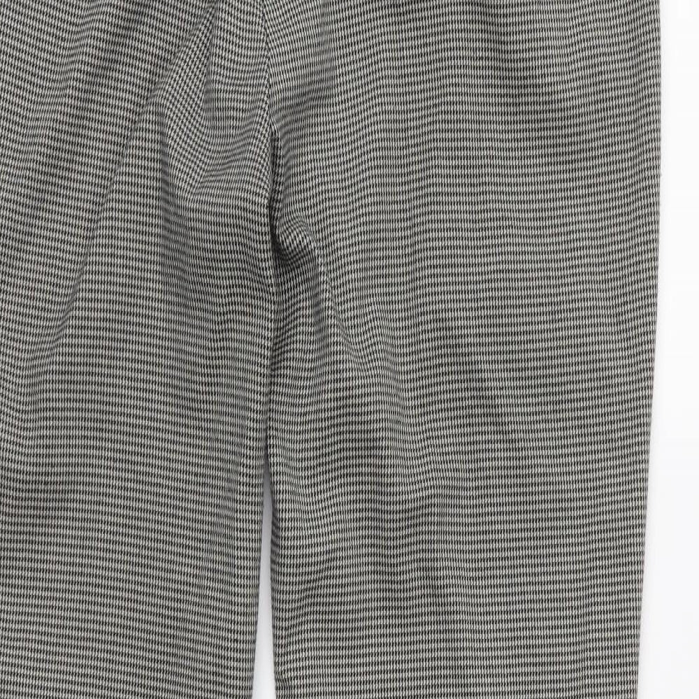 Mango Womens Grey Houndstooth Cropped Trousers Size 8 L27 in