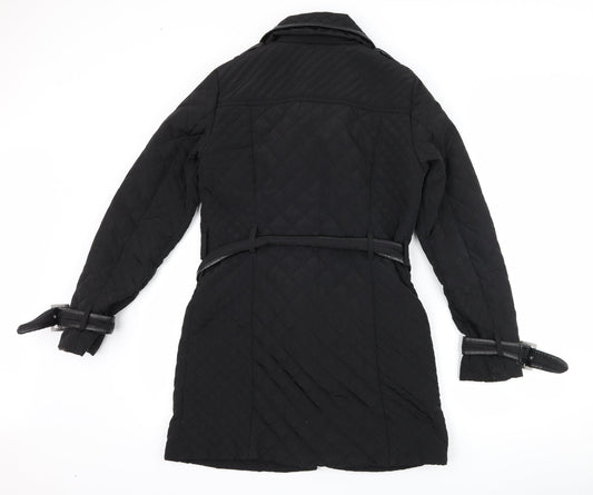 Papaya Womens Black Quilted Coat Size 10 - Belt included