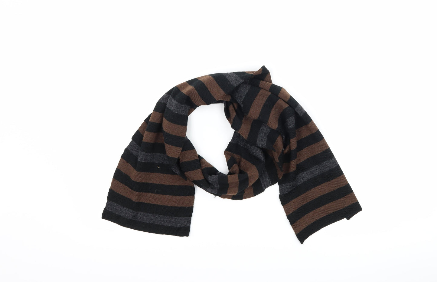 Preworn Mens Brown Striped Scarf One Size