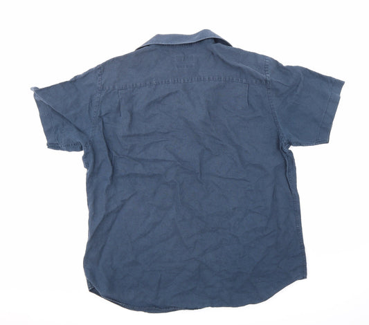 Mens UK Size 42 John Lewis Blue Button-Up Short Sleeve Casual Shirt