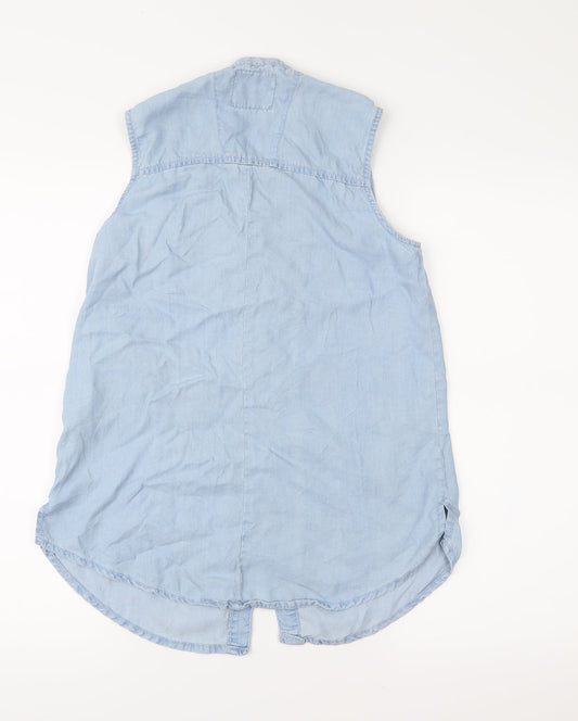 Denim & Co. Womens Blue Basic Blouse Size 8