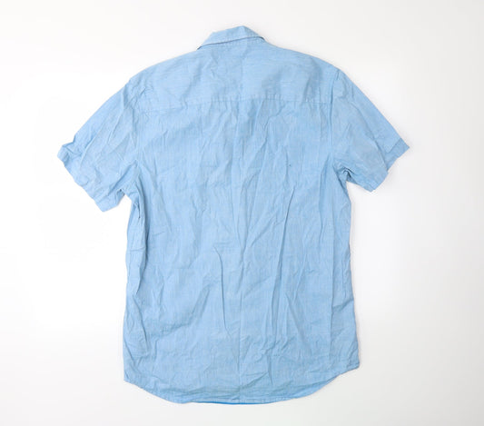 Topman Mens Blue Button-Up Size L