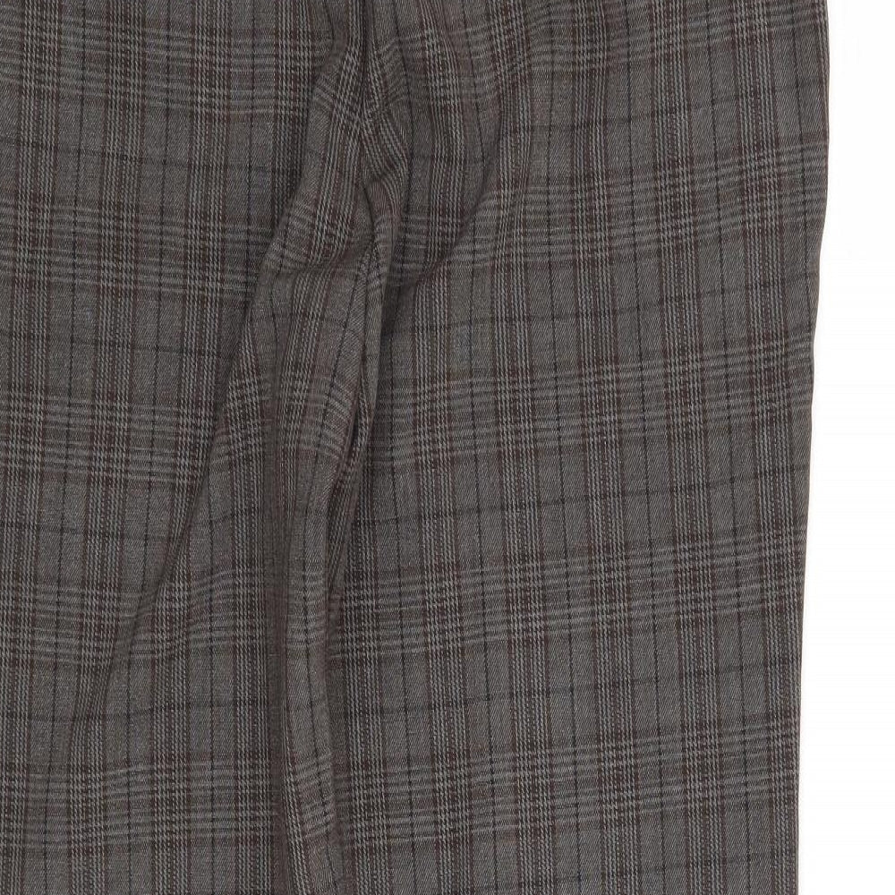 NEXT Womens Brown Check Trousers Size 10 L25 in