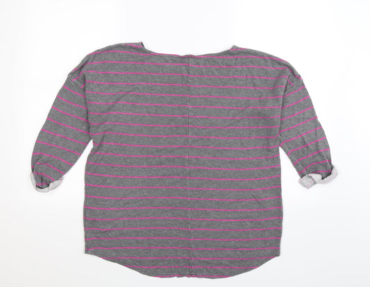 Divided Womens Grey Striped Pullover Sweatshirt Size L