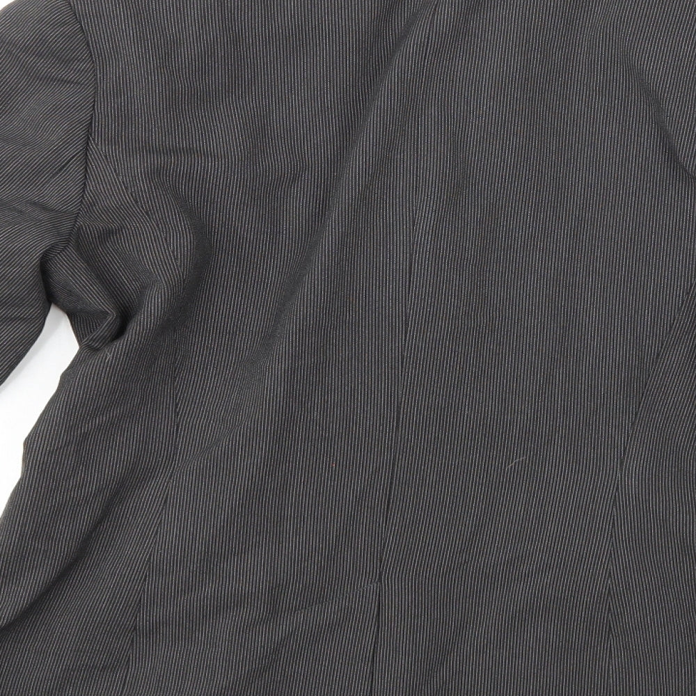 Dunnes Stores Womens Grey Striped Rayon Jacket Blazer Size 10