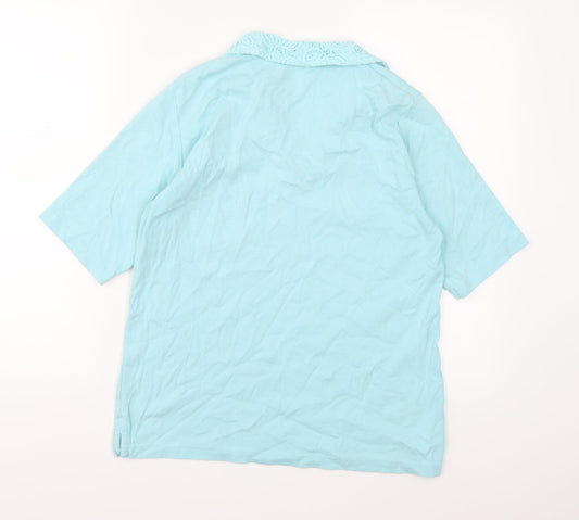 Womens UK Size M Isle Essentials Blue Basic T-Shirt