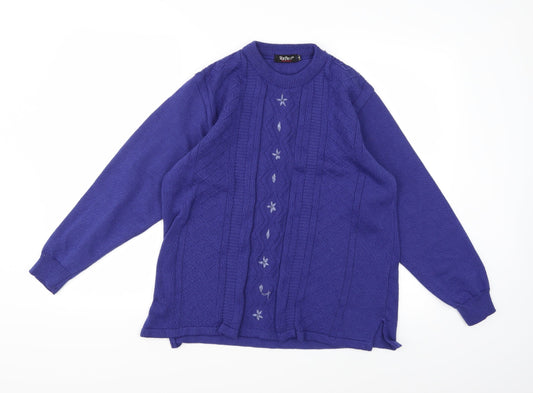 Reflect Womens Blue Knit Pullover Jumper Size L