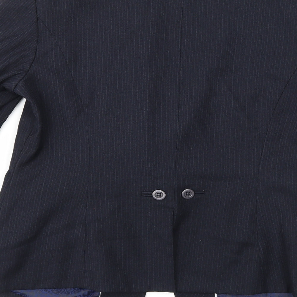NEXT Womens Blue Striped Rayon Jacket Suit Jacket Size 12