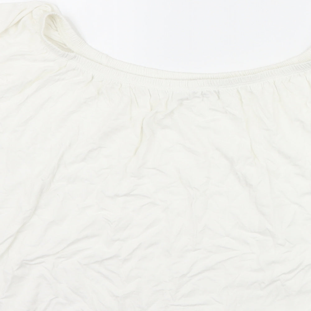 Womens UK Size S Mango White Basic T-Shirt