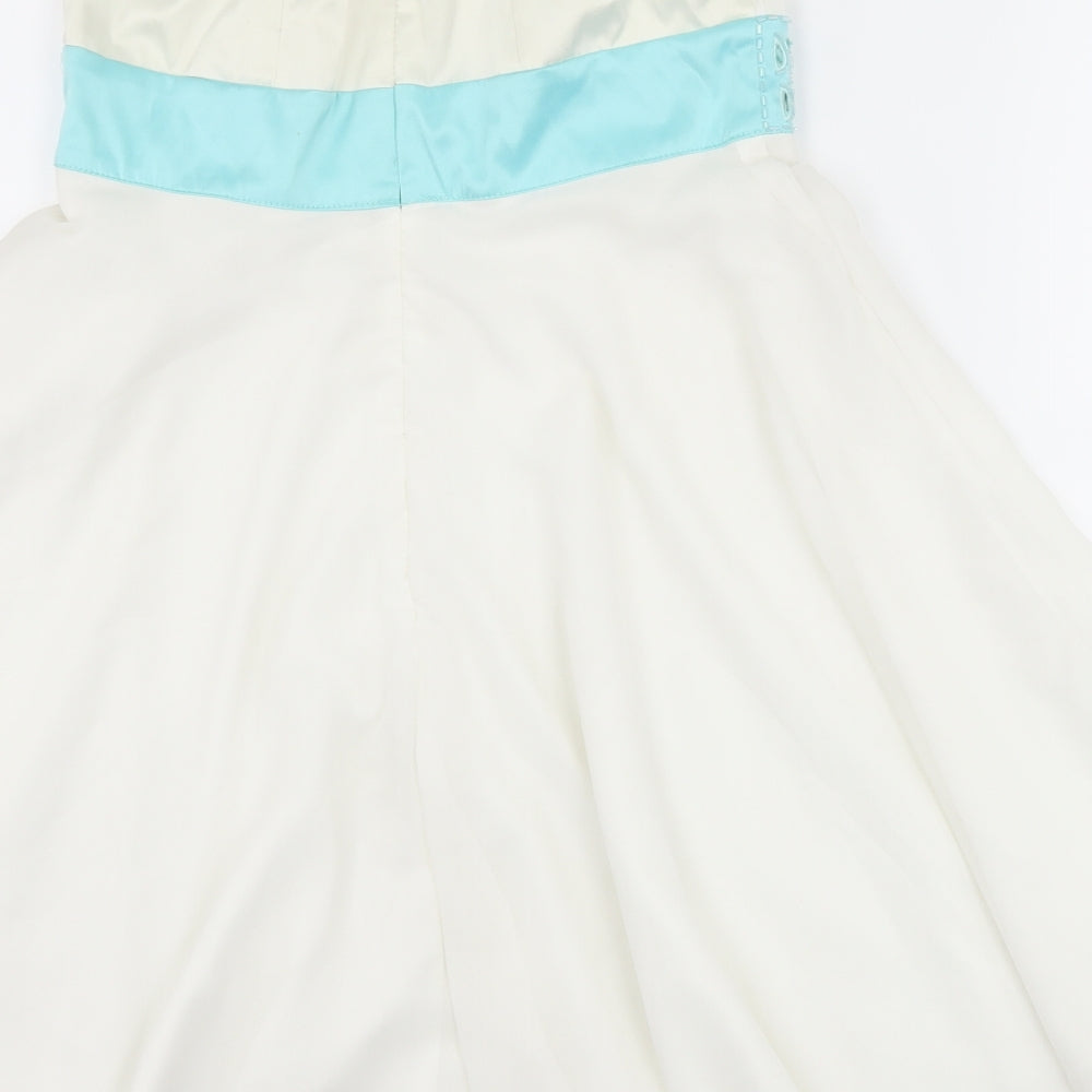 Preworn Womens White Ball Gown Size 8
