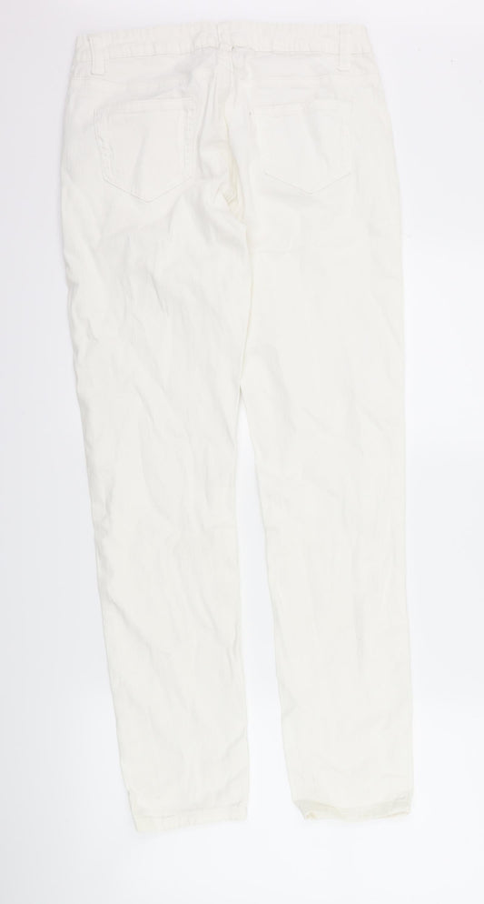 B.you Womens White  Denim Straight Jeans Size 10 L30 in