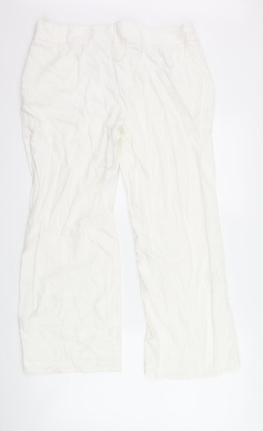 Womens UK Size 36 Marks and Spencer Regular Fit White Trousers