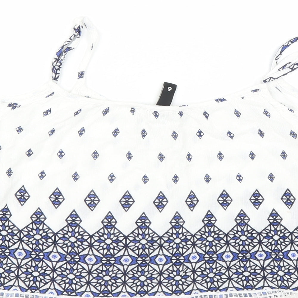 Divided by H&M Womens White Geometric Basic Blouse Size 6