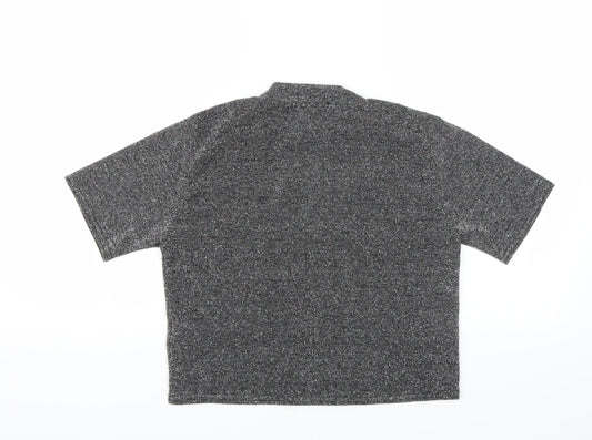 Womens UK Size S Cooperative Black Cropped T-Shirt