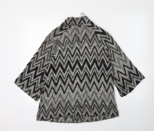 Roman Womens Grey Check Cardigan Jumper Size S