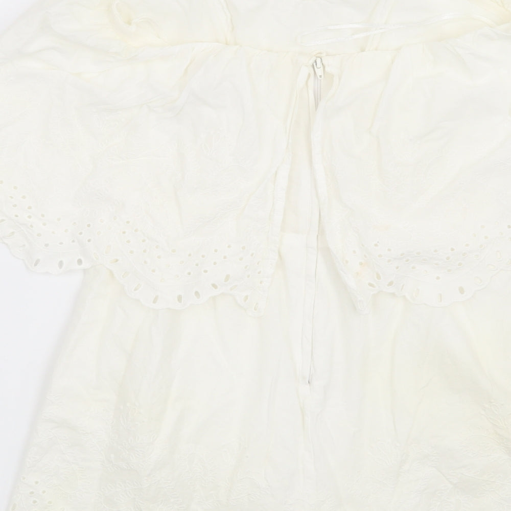 H&M Womens White Playsuit One-Piece Size 8