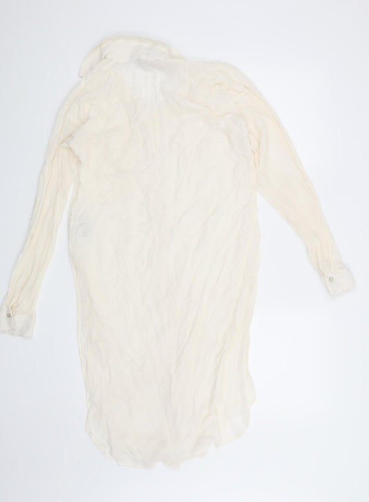 FOREVER 21 Womens Beige Basic Button-Up Size S