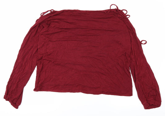 Boohoo Womens Red Basic Blouse Size 14