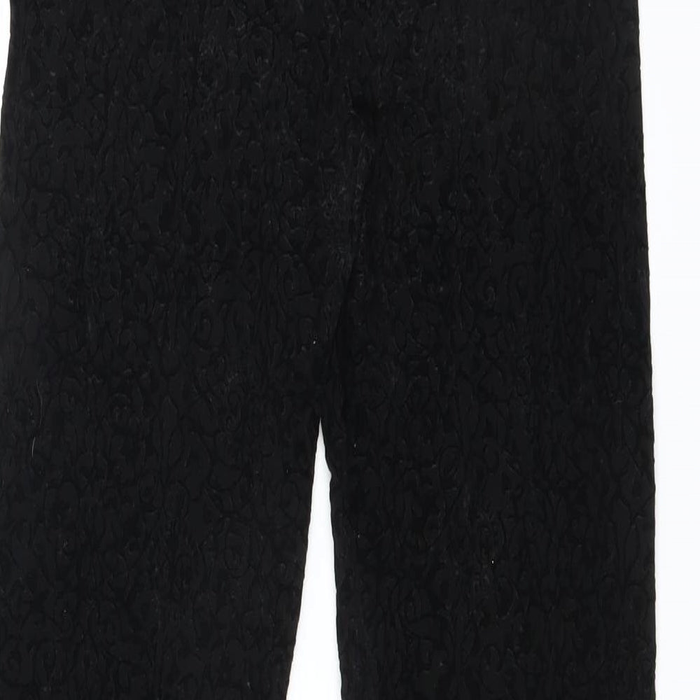 Sainsburys Womens Black Floral Trousers Size 10 L29 in