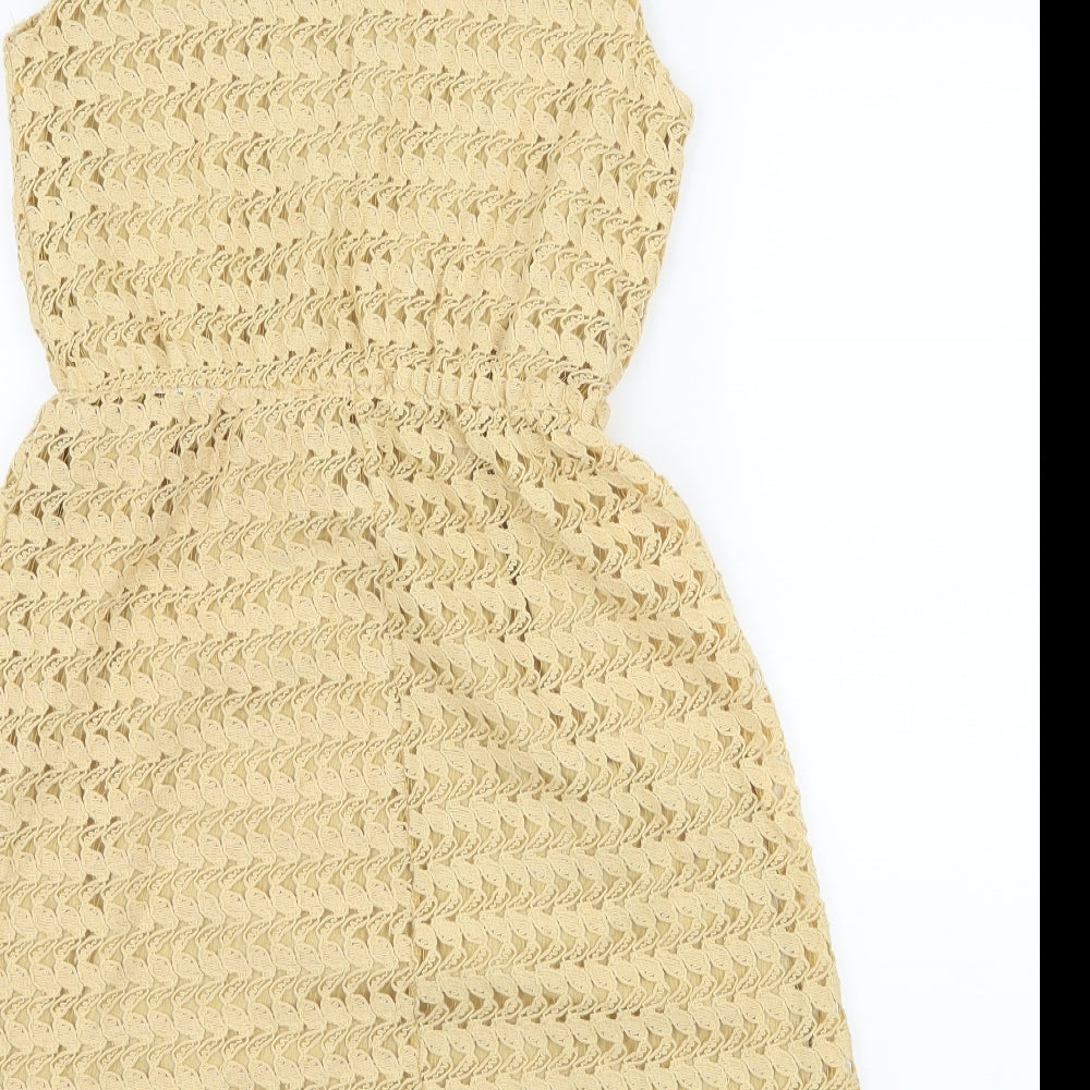 Johann Earl Womens Beige Crochet Skater Dress Size M